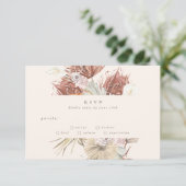 Kohle und Cremes | Pampas Grass Floral Wedding RSVP Karte (Stehend Vorderseite)