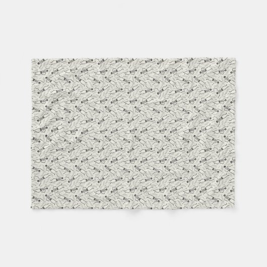 Kohle und Ecru-neutrales Halloween-Skelettmuster Fleecedecke (Vorderseite (Horizontal))