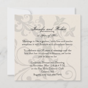 Kohle und Ivory Filigree Jahrestag Einladung