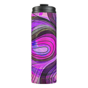Kohle und Rose Wasserdoodle mit schwarzen Linien Thermosbecher