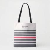 Kohle und rote Rose individuelle Name Tasche (Vorderseite)
