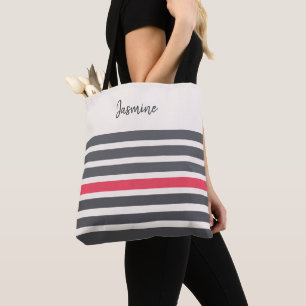 Kohle und rote Rose individuelle Name Tasche