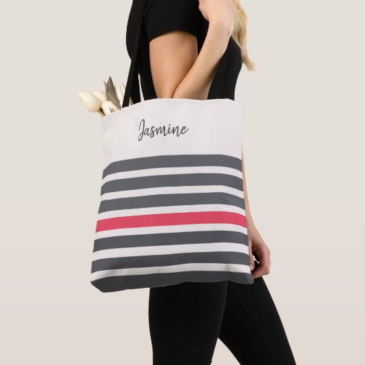 Kohle und rote Rose individuelle Name Tasche (Von Nahem)