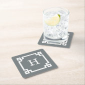 Kohle Weißgriechischer Schlüsselrahmen #2 Initialm Rechteckiger Pappuntersetzer (Vor Ort)