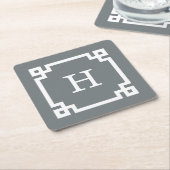 Kohle Weißgriechischer Schlüsselrahmen #2 Initialm Rechteckiger Pappuntersetzer (angewinkelt)