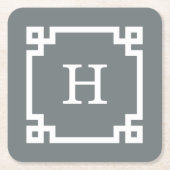 Kohle Weißgriechischer Schlüsselrahmen #2 Initialm Rechteckiger Pappuntersetzer (Vorderseite)