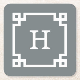 Kohle Weißgriechischer Schlüsselrahmen #2 Initialm Rechteckiger Pappuntersetzer