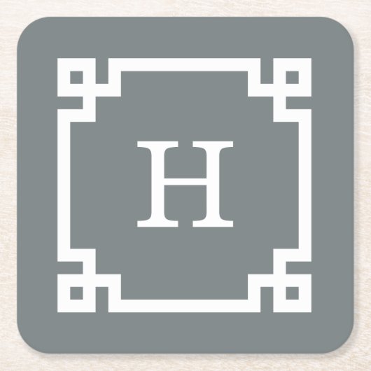 Kohle Weißgriechischer Schlüsselrahmen #2 Initialm Rechteckiger Pappuntersetzer (Vorderseite)