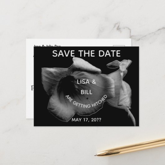 Kohle-Wildblume Save the Date Postkarte (Vorderseite/Rückseite Beispiel)