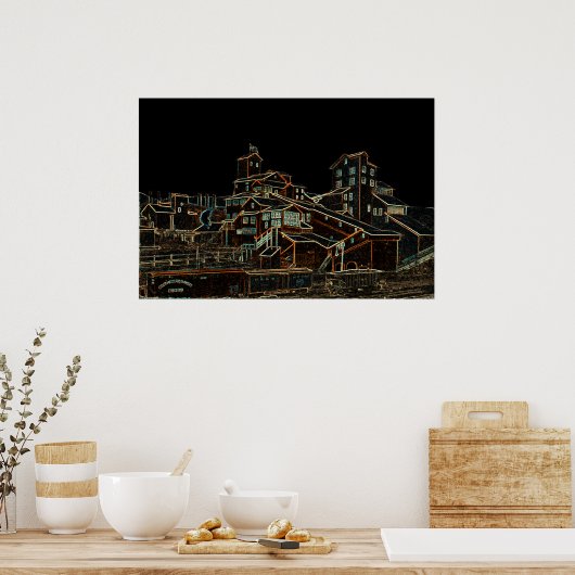 Kohlebergbau Anthrazit Kohlebergbau Bergnebel Poster (Küche)