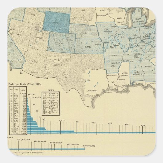 Kohlebergbaugebiete Quadratischer Aufkleber (Vorderseite)
