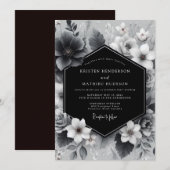 Kohleblumen-Kunst Hochzeit Einladung (Vorne/Hinten)