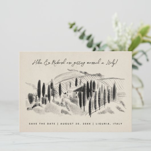 Kohlegekochte Italienische Weinkellerei Save the D Save The Date (Stehend Vorderseite)