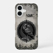 Kohlegotische Rabenmonogramminitiale iPhone 16 Hülle (Rückseite)