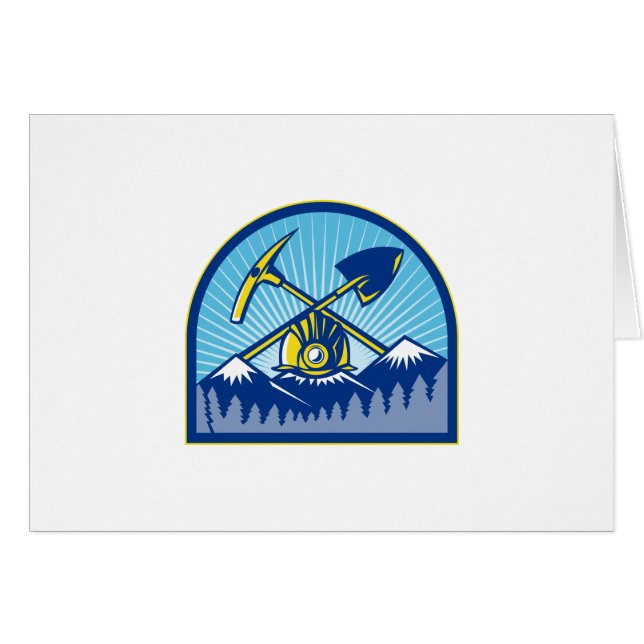 Kohlen-Bergmannhardhat-Hacken-Schaufel Retro (Vorderseite (Horizontal))