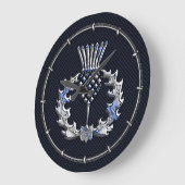 Kohlenstoff-Faser-Druck-Silberscottish-Distel Große Wanduhr (Winkel)