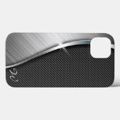 Kohlenstoff-Faser u. gebürstetes Metall 4 Case-Mate iPhone Hülle (Rückseite (Horizontal))