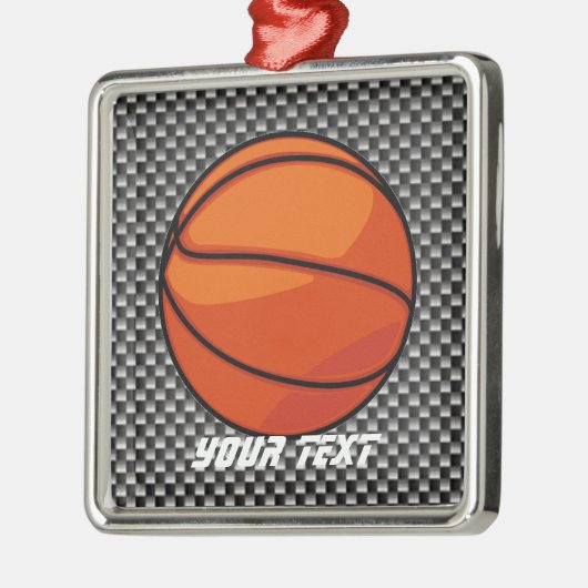 Kohlenstoff-Faserblick Basketball Silbernes Ornament (Links)