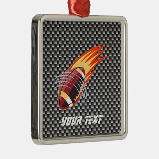 Kohlenstoff-Faserblick lodernder Fußball Silbernes Ornament (Rechts)