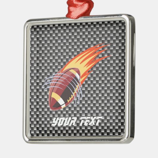 Kohlenstoff-Faserblick lodernder Fußball Silbernes Ornament (Links)