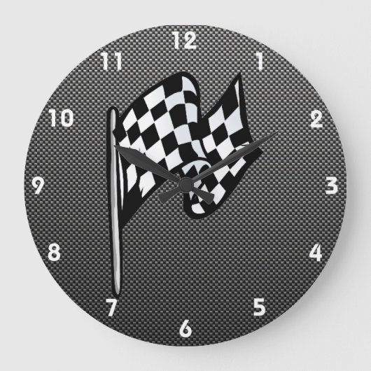 Kohlenstoff-Faserblick Zielflagge Große Wanduhr (Vorderseite)