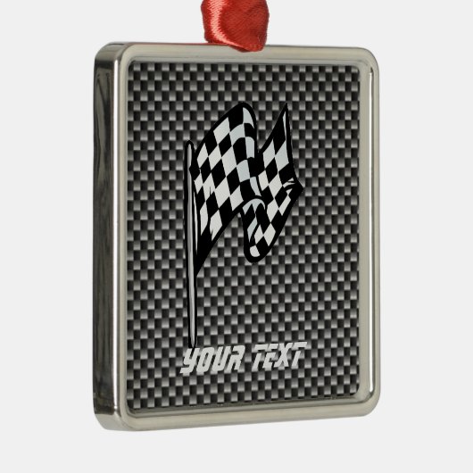 Kohlenstoff-Faserblick Zielflagge Silbernes Ornament (Rechts)