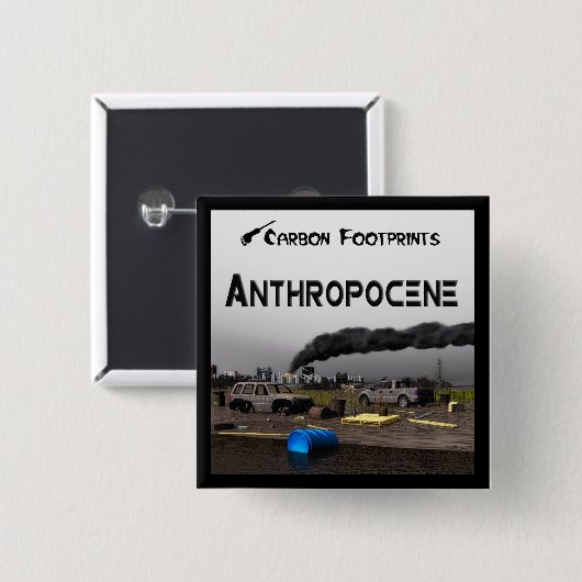 Kohlenstoff-Fußabdrücke - Anthropozän Button (Vorne & Hinten)