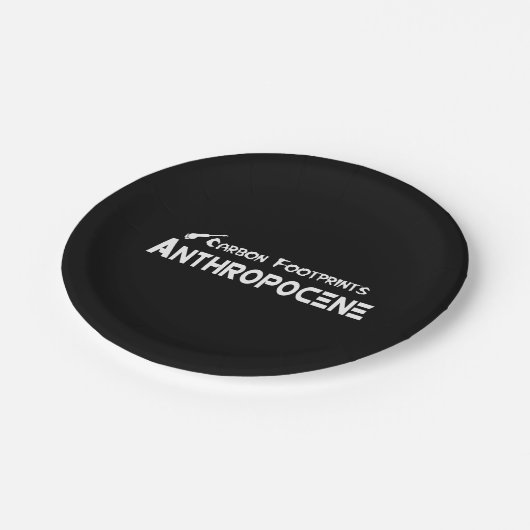 Kohlenstoff-Fußabdrücke - Anthropozän Pappteller (Schrägansicht)