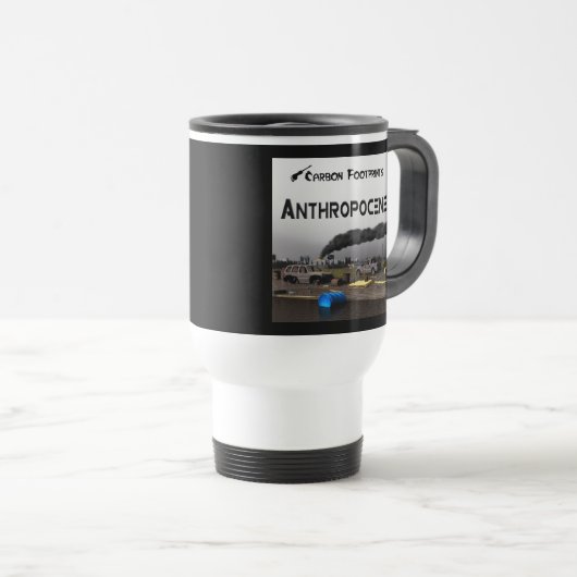 Kohlenstoff-Fußabdrücke - Anthropozän Reisebecher (VorderseiteRechts)