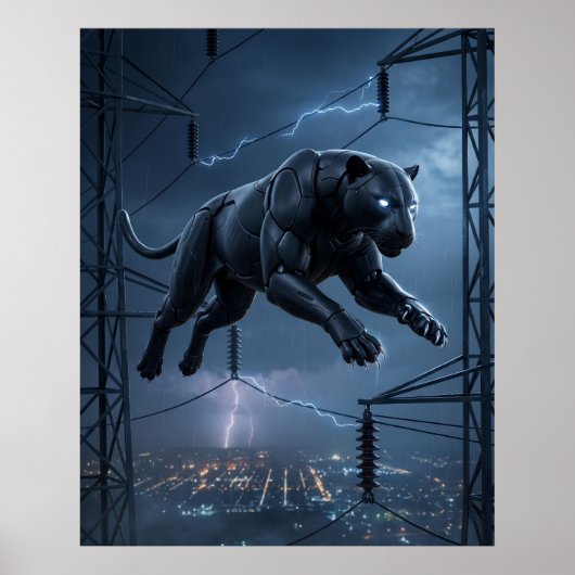 Kohlenstoff Panther Pirsch Poster (Vorne)