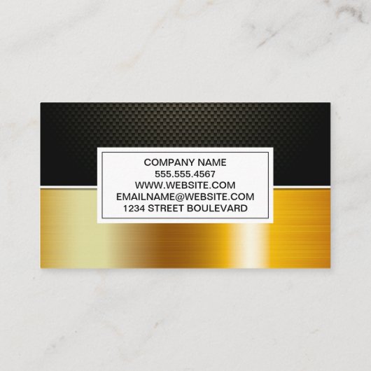 Kohlenstofffaser | Gold-Farbblock Visitenkarte (Rückseite)