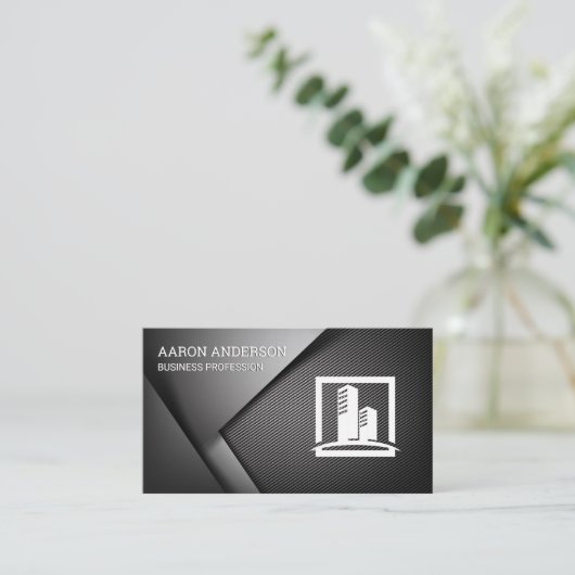 Kohlenstofffaser-metallischer Hintergrund | Realto Visitenkarte (Stehend Vorderseite)