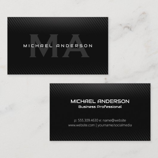 Kohlenstofffaser | Monogramm | Lux Visitenkarte (Vorne/Hinten)