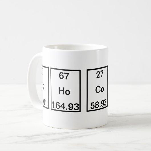 Kohlenstoffholmium-Kobalt-Lanthan-Tellur Kaffeetasse (Vorderseite Links)