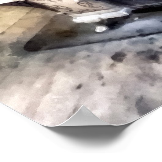 Kohlenstove in der Küche Poster (Ecke)