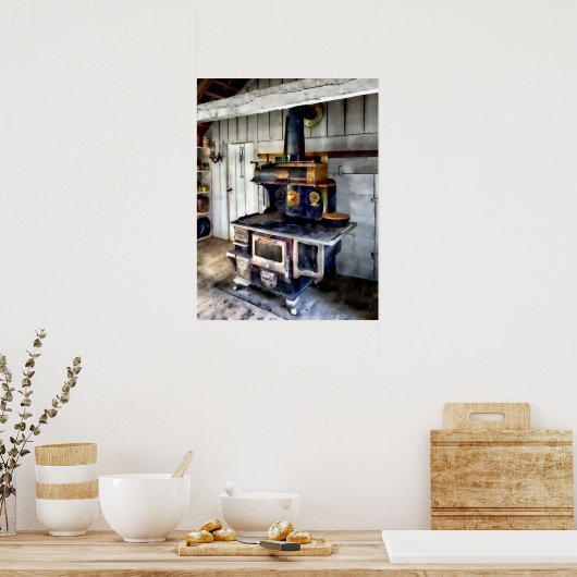 Kohlenstove in der Küche Poster (Küche)