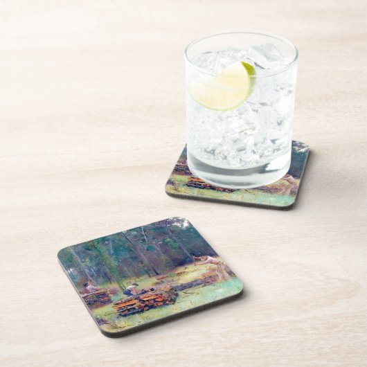 Kohleverbrenner Holzsplitter Tom Roberts 1886 Getränkeuntersetzer (Rechte Seite)