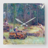 Kohleverbrenner Holzsplitter Tom Roberts 1886 Quadratische Wanduhr (Vorderseite)