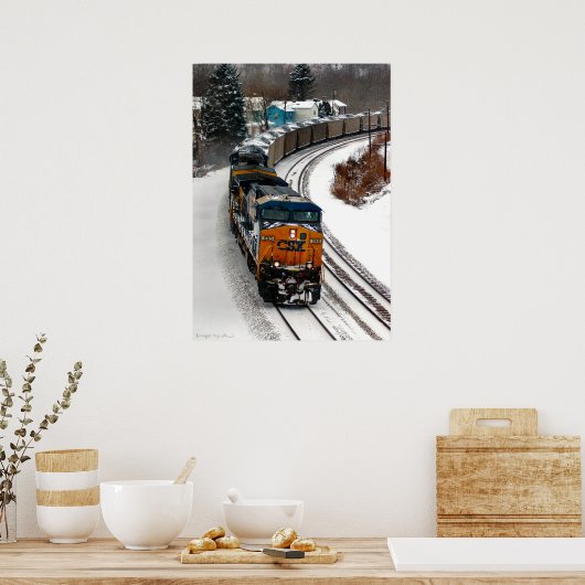 Kohlezug im Winter Poster (Küche)