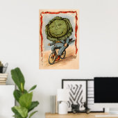 Kohlkopf auf einem Fahrrad - Gemüse Menschen Poster (Heimbüro)