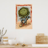 Kohlkopf auf einem Fahrrad - Gemüse Menschen Poster (Küche)