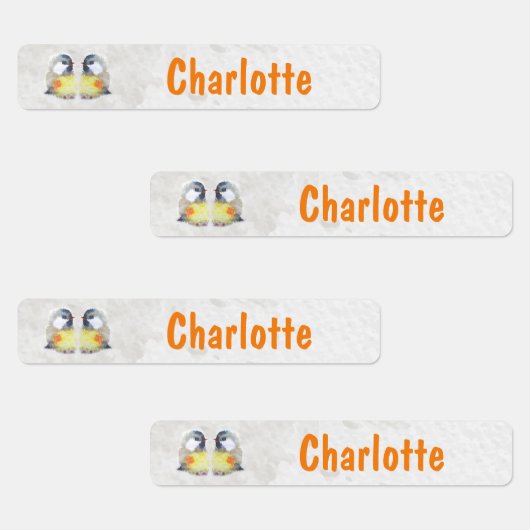 Kohlmeise Aquarell - 96 schmale Kinder Etiketten (Gruppe)