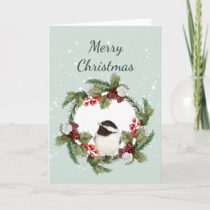 Kohlmeise-Weihnachtsvogel-Aquarell-Naturkunst  Karte