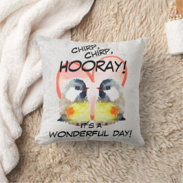 Kohlmeisen mit Herz Aquarell | Kissen