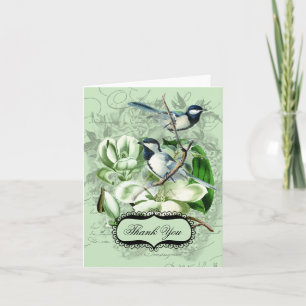 Kohlmeisen und Magnolien Dankeskarten Dankeskarte