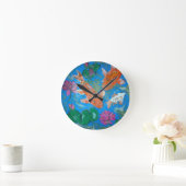 Koi Amongst Lotus Wall Clock Runde Wanduhr (Zuhause)