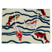 Koi and Flowing Waves Art Nouveau Design Große Geschenktüte (Rückseite)
