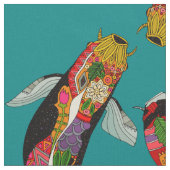 koi aquamarin stoff (Nahaufnahme)