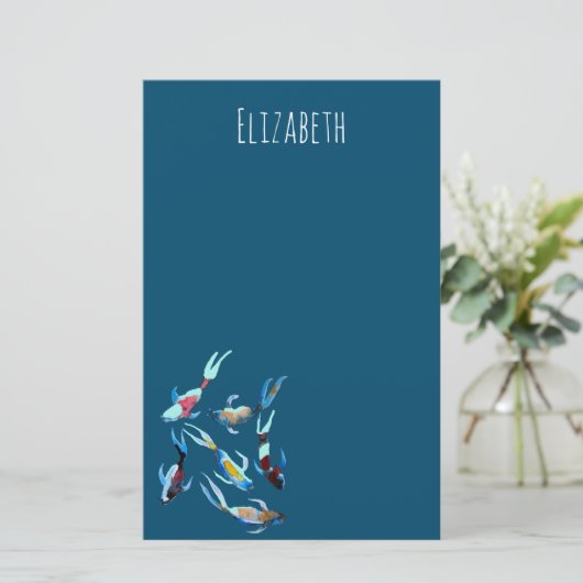 Koi Aquarell Briefpapier (Stehend Vorderseite)