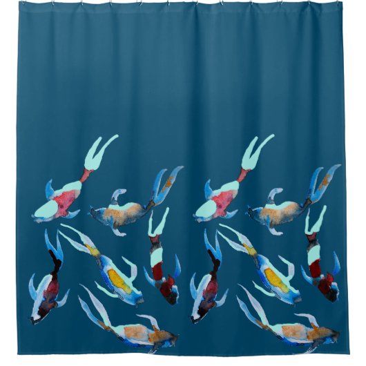 Koi Aquarell Duschvorhang (Vorderseite)